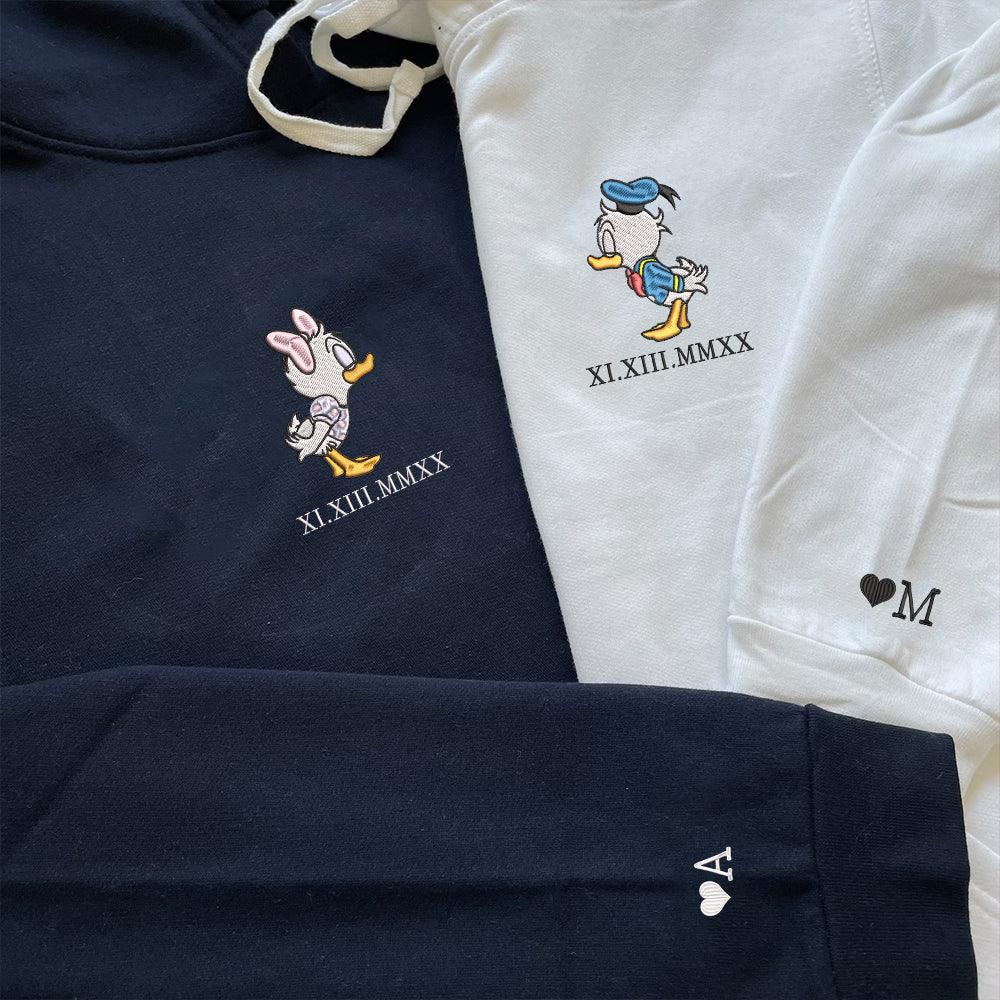 Custom Cartoon Cute Ducks Couples Sweatshirt, Couple Embroidery Sweatshirt CM_C21