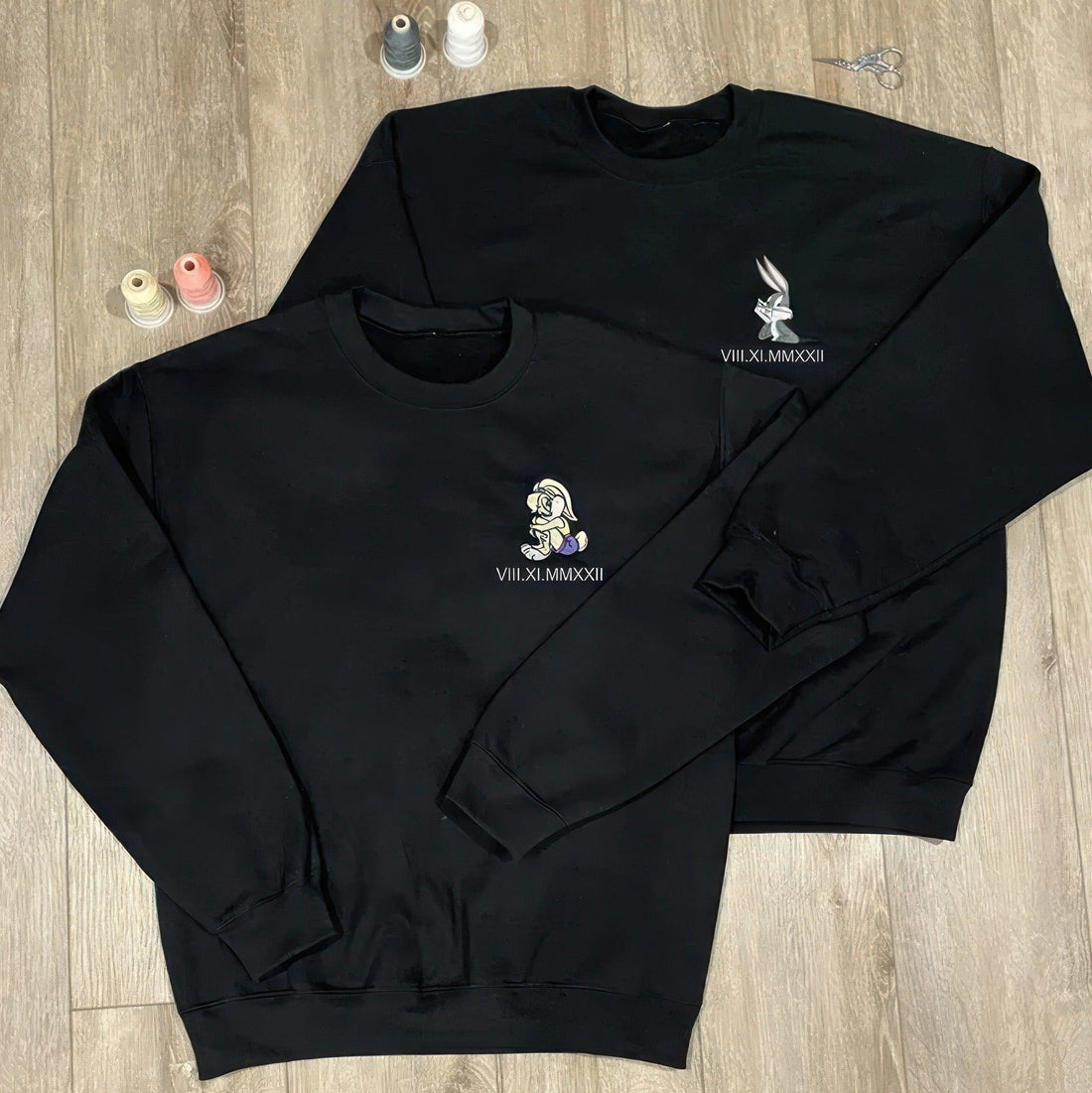 Custom Matching For Couples With Names, Bunny Couples Sweatshirt, Couple Embroidery Sweatshirt CM_C105