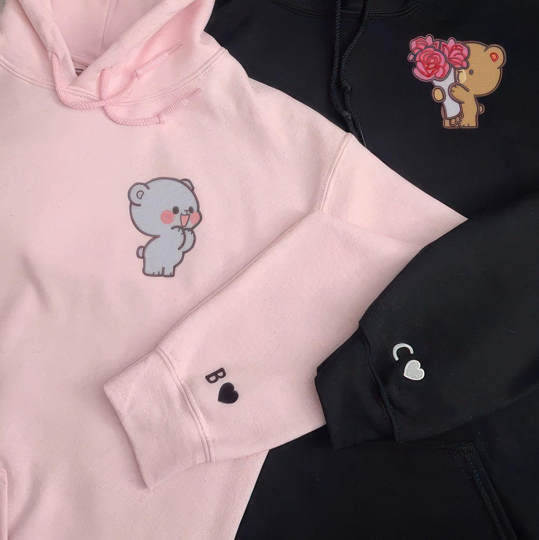 Custom Couple Cute Bears Sweatshirt, Couple Embroidery Sweatshirt CM_C08