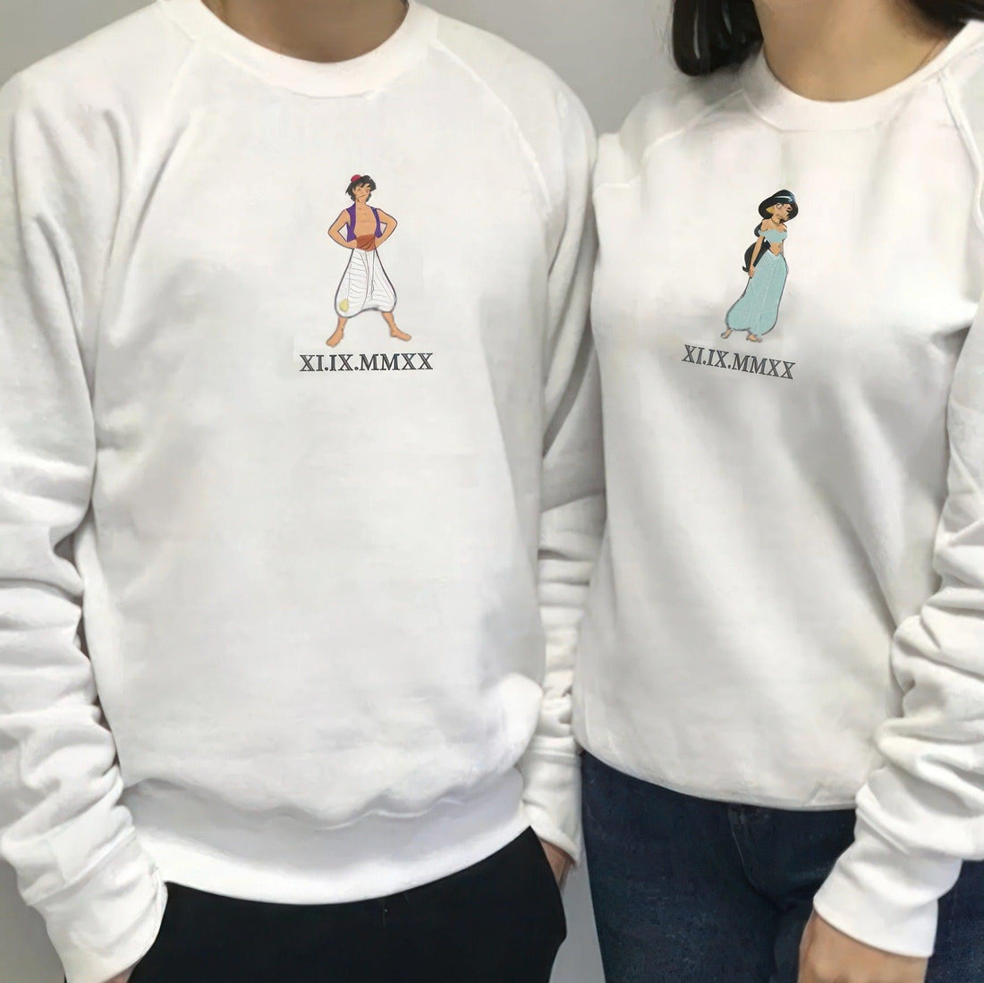 Custom Matching For Couples, Funny Couple Cartoon Character Sweatshirt, Couple Embroidery Sweatshirt CM_C101