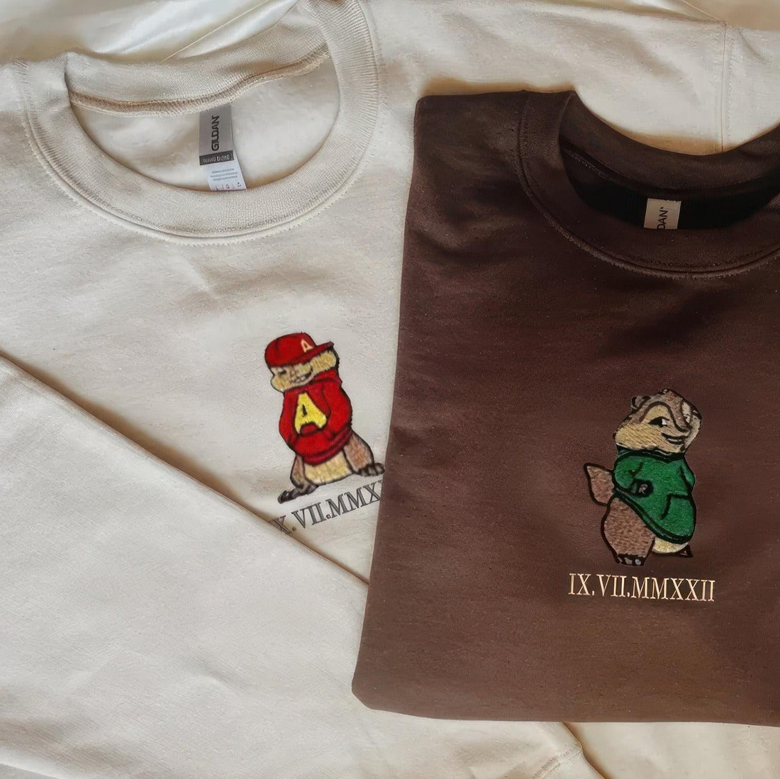 Custom Matching For Couples, Cute Mouse Squirrel Cartoons Character Sweatshirt, Couple Embroidery Sweatshirt CM_C99