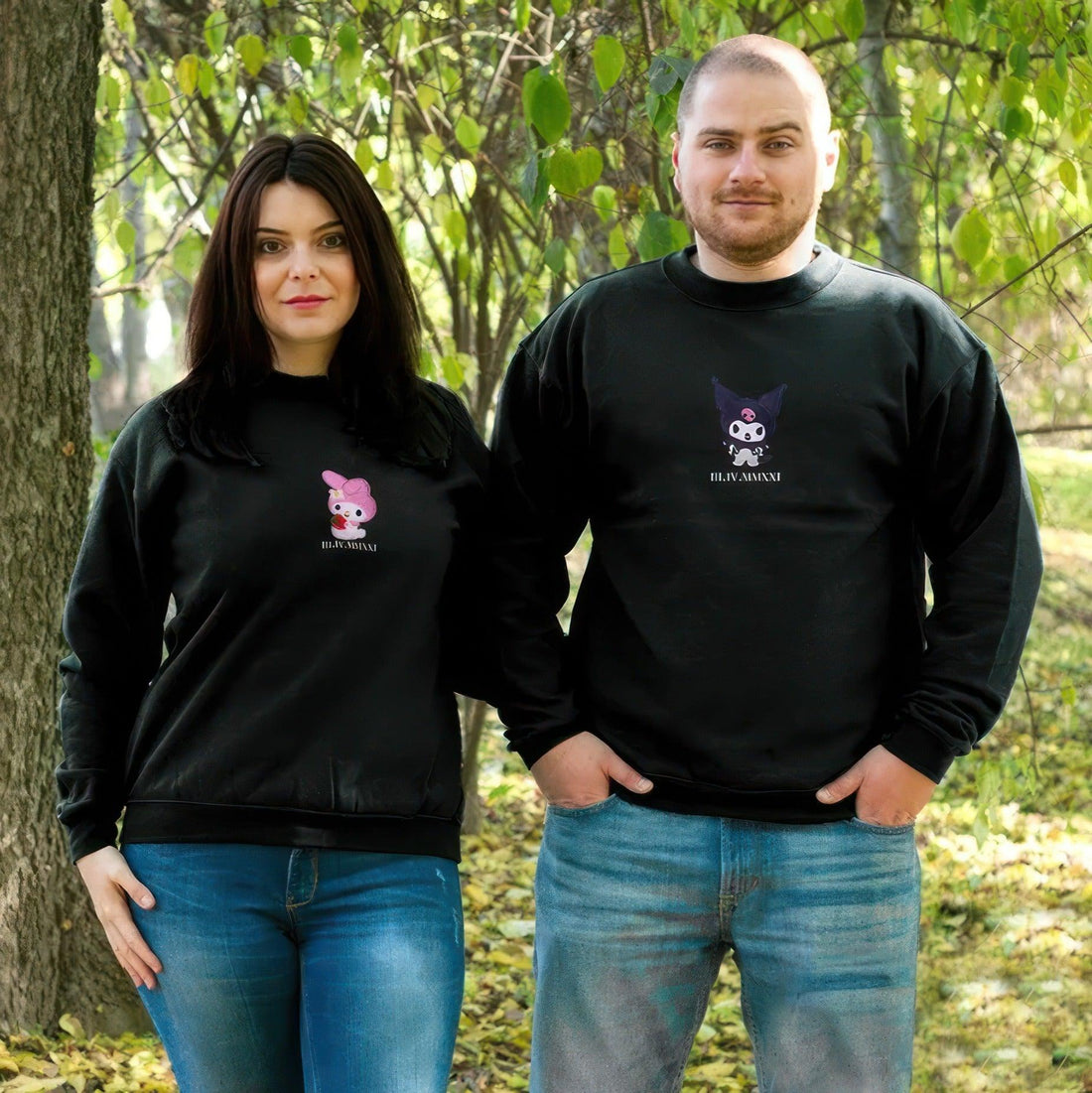 Custom Matching for Couples, Bunny Couples Cartoon Character Sweatshirt, Couple Embroidery Sweatshirt CM_C98