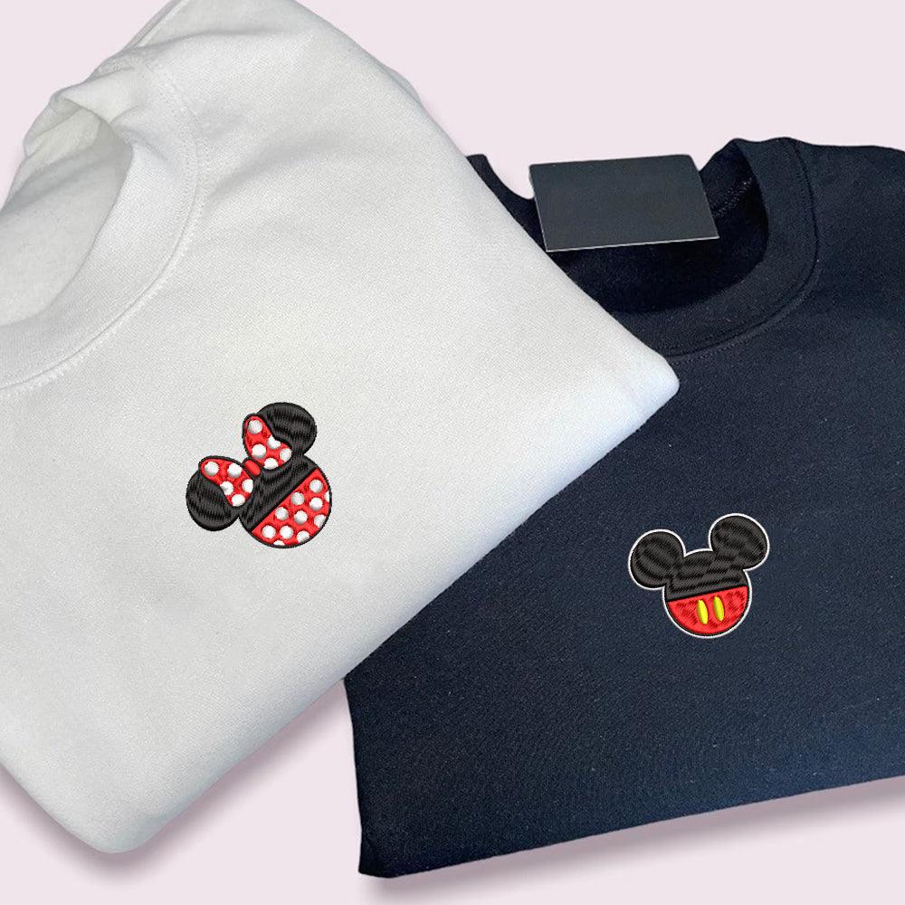 Custom Cartoon Mouses Happy Couples Sweatshirt, Couple Embroidery Sweatshirt CM_C28