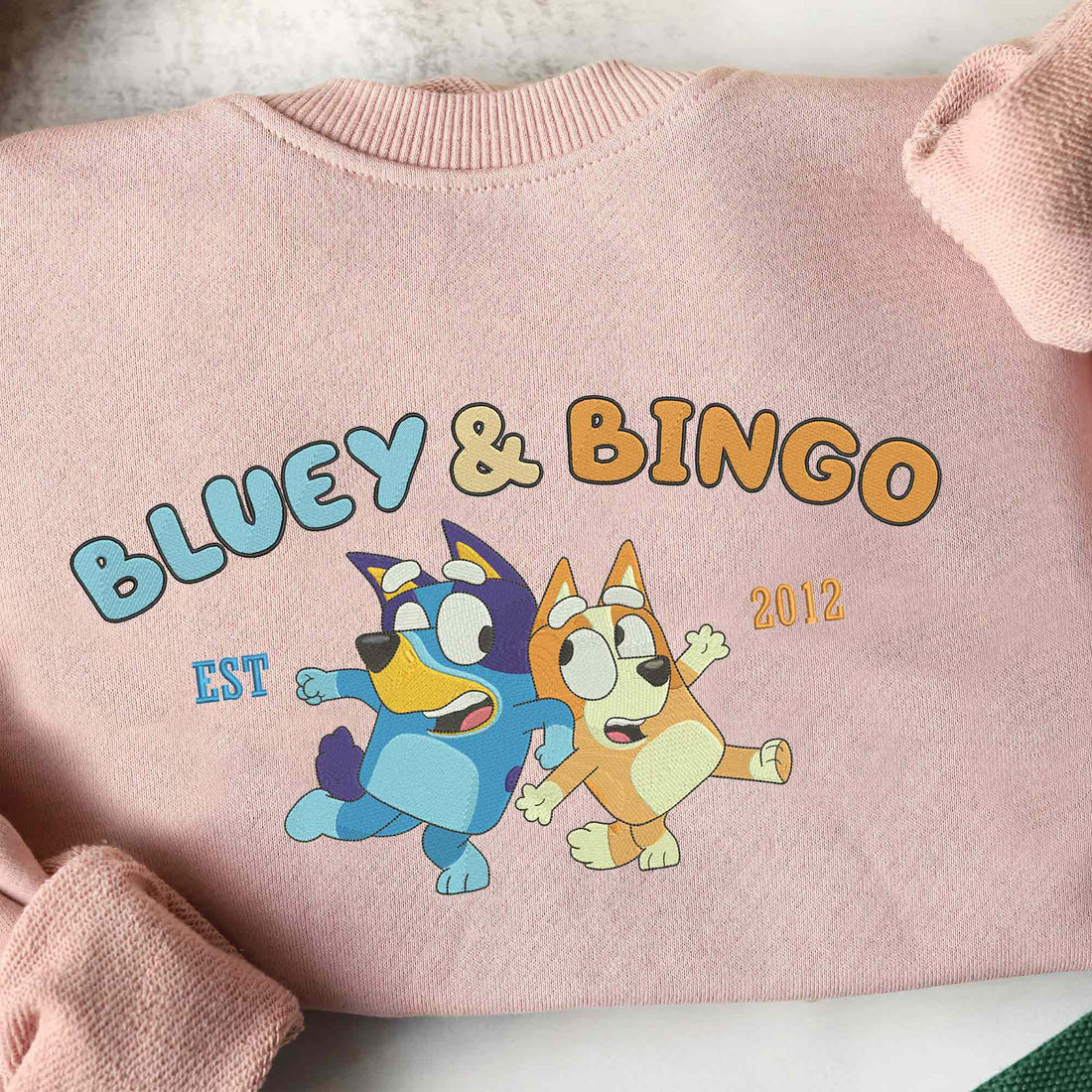 Blue Dog And Yellow Dog Embroidery Sweatshirt, Cute Blue Dog Embroidery Sweatshirt B_M35