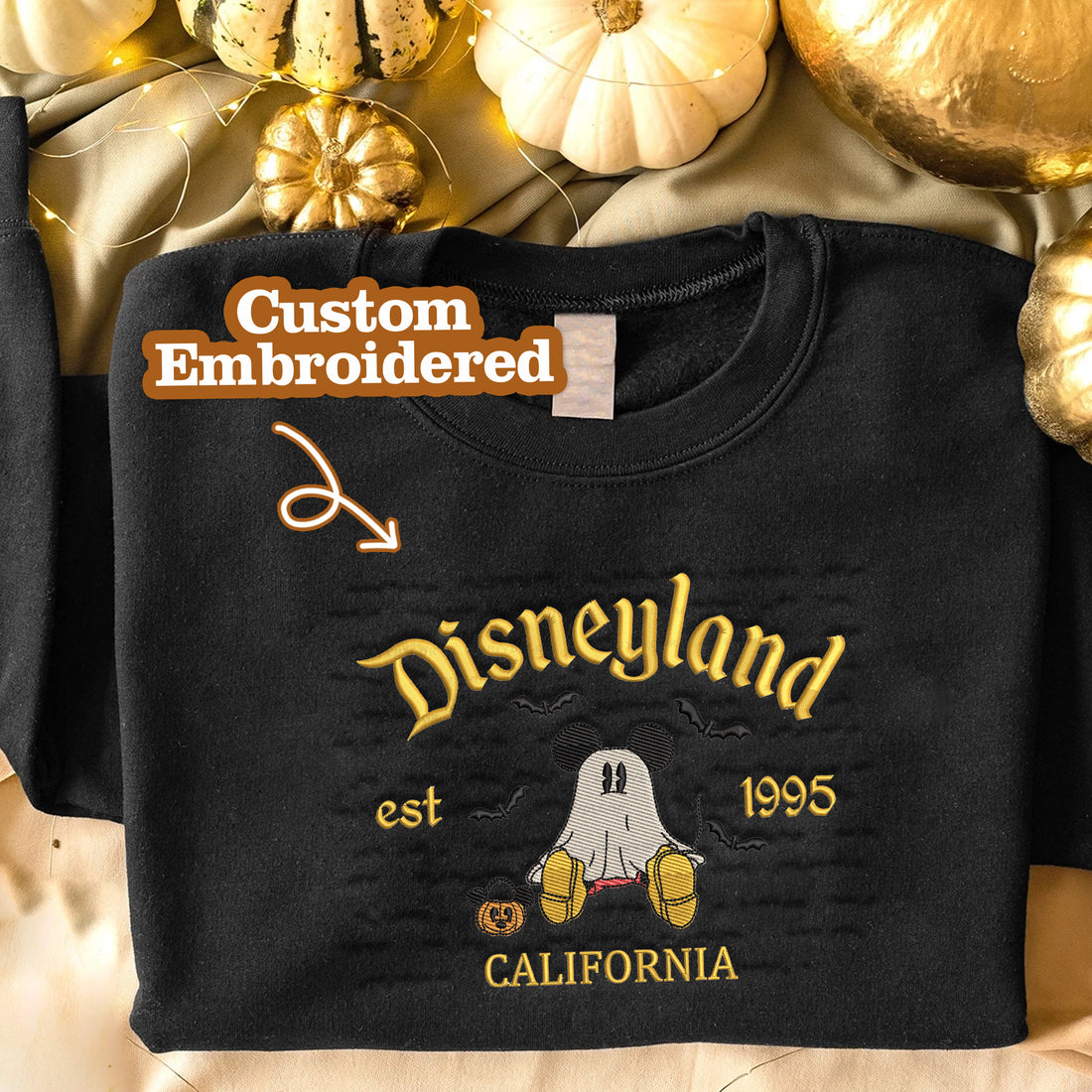 Mouse Ghost Est 1995 Halloween Embroidery Sweatshirt, Halloween Embroidery Sweatshirt HLW_M1332