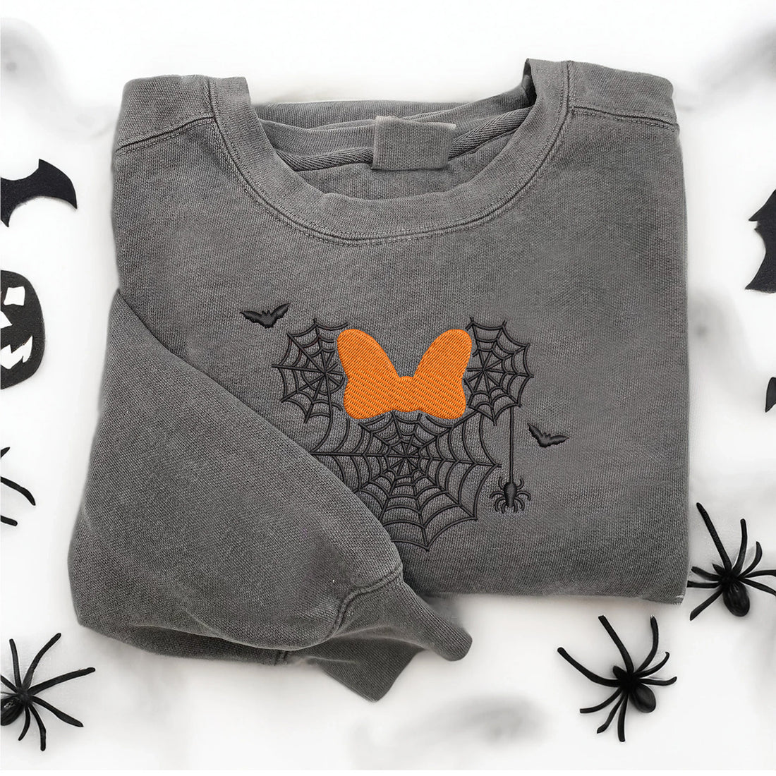 Mousse Spiderweb Embroidery Halloween Embroidery Sweatshirt, Halloween Embroidery Sweatshirt HLW_M1264