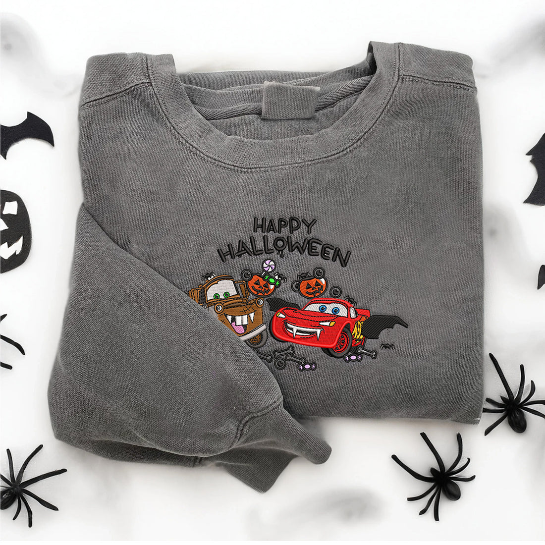 Cars Movie Characters Halloween Embroidered Sweatshirt, Halloween Embroidery Sweatshirt HLW_M1468