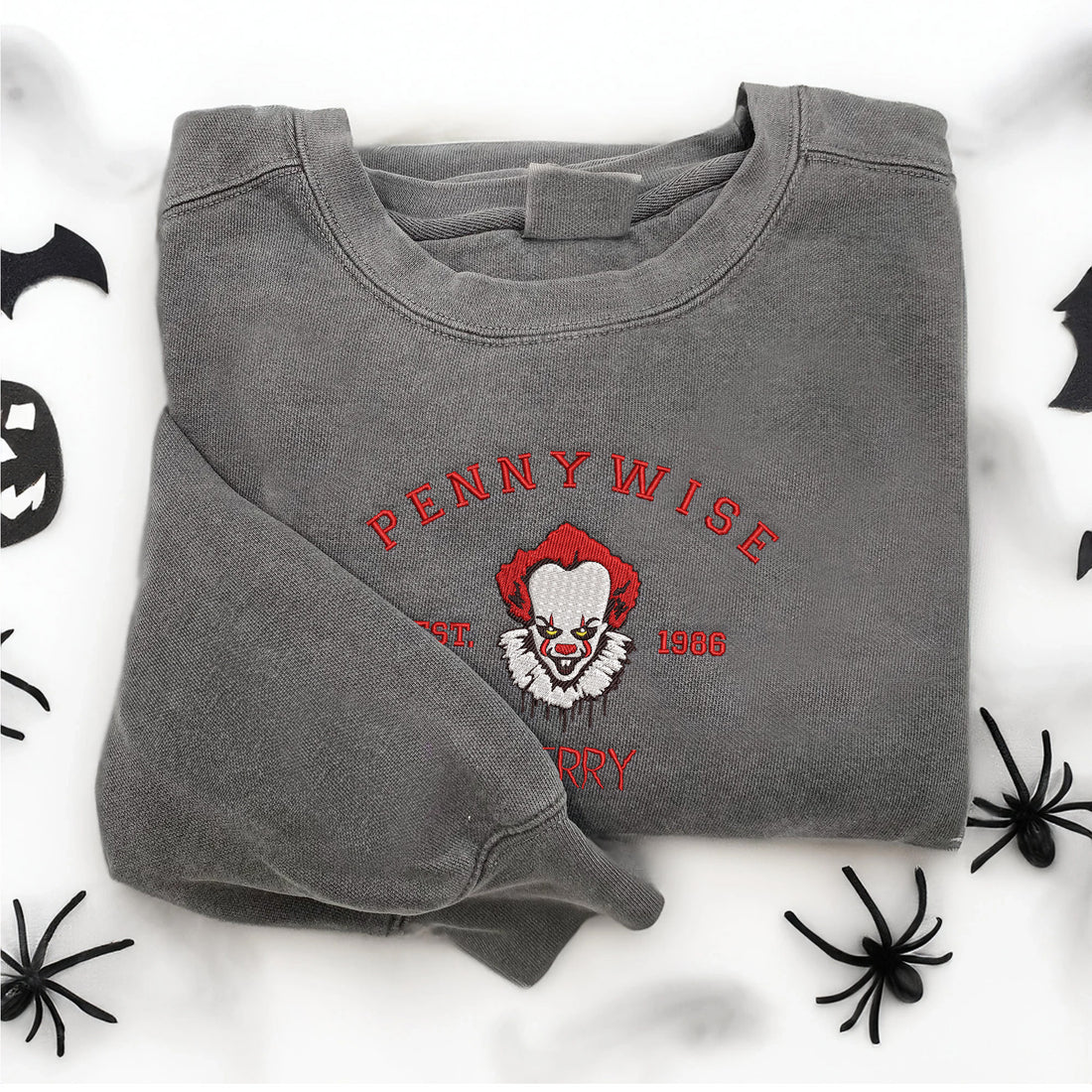 Clown Est 1986 Movie Halloween Embroidery Sweatshirt, Halloween Embroidery Sweatshirt HLW_M1118