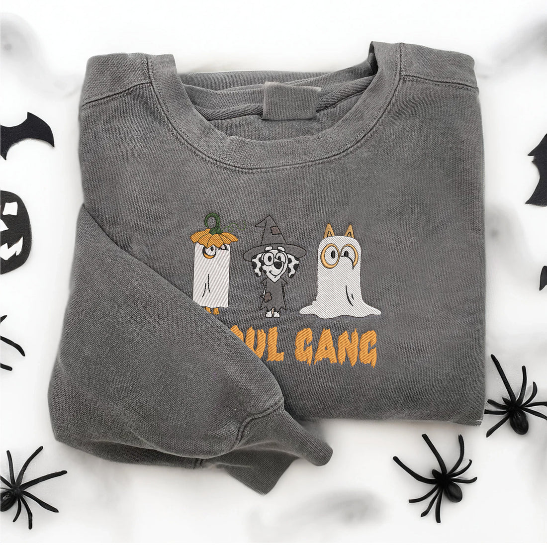 Ghoul Gang Blue Dog and Friends Halloween Embroidery Sweatshirt, Halloween Embroidery Sweatshirt HLW_M1268