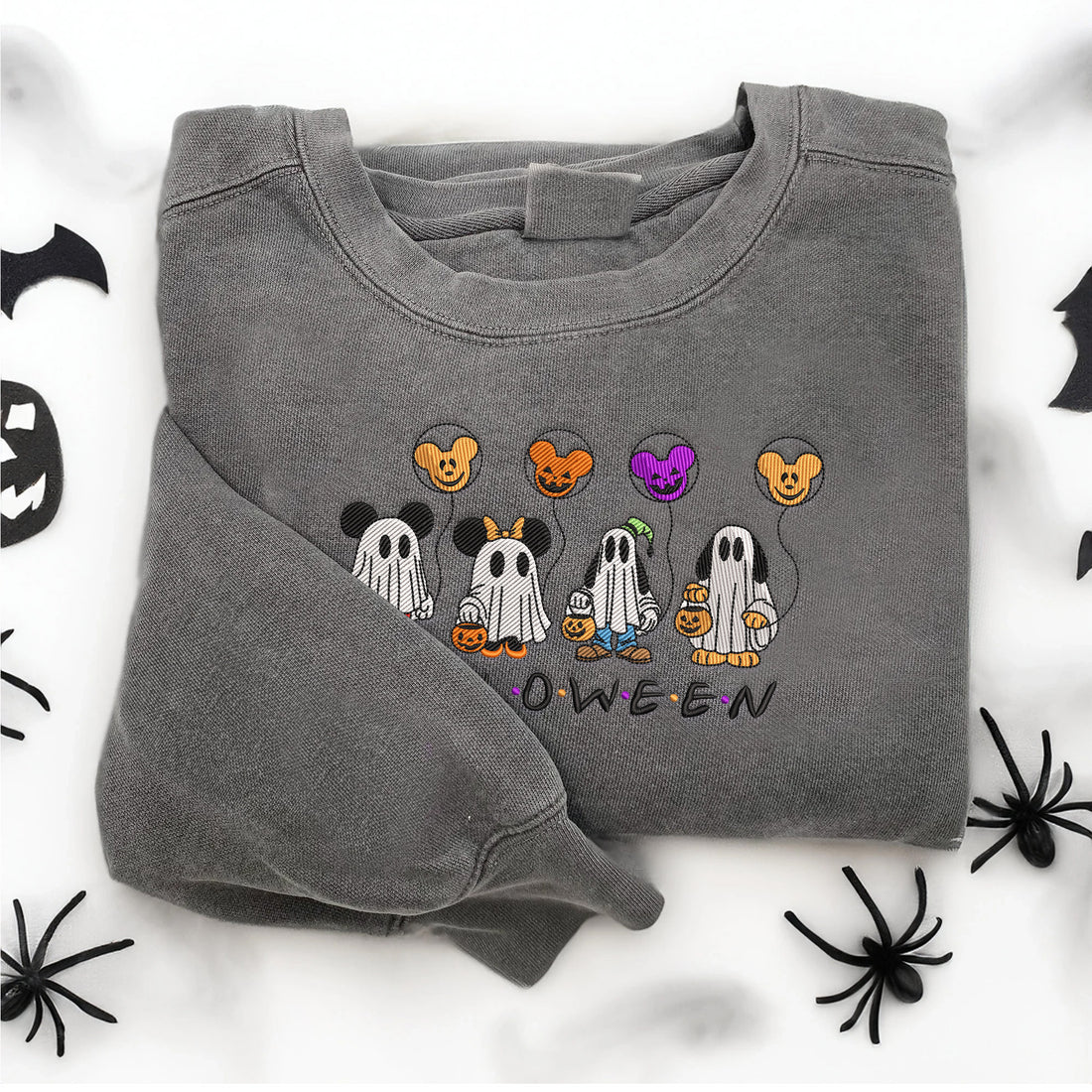 Couple Mouse and Couple Dog Halloween Embroidery Sweatshirt, Halloween Embroidery Sweatshirt HLW_M1337