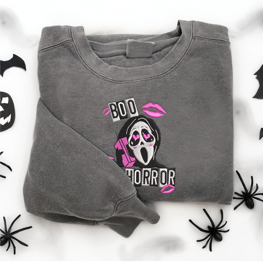 Boo Ghost You Horror Halloween Embroidery Sweatshirt, Halloween Embroidery Sweatshirt HLW_M1222