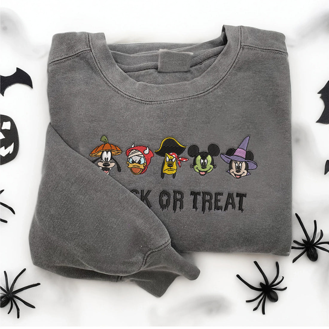 Trick or Treat Friends of Mouse Halloween Embroidery Sweatshirt, Halloween Embroidery Sweatshirt HLW_M1349
