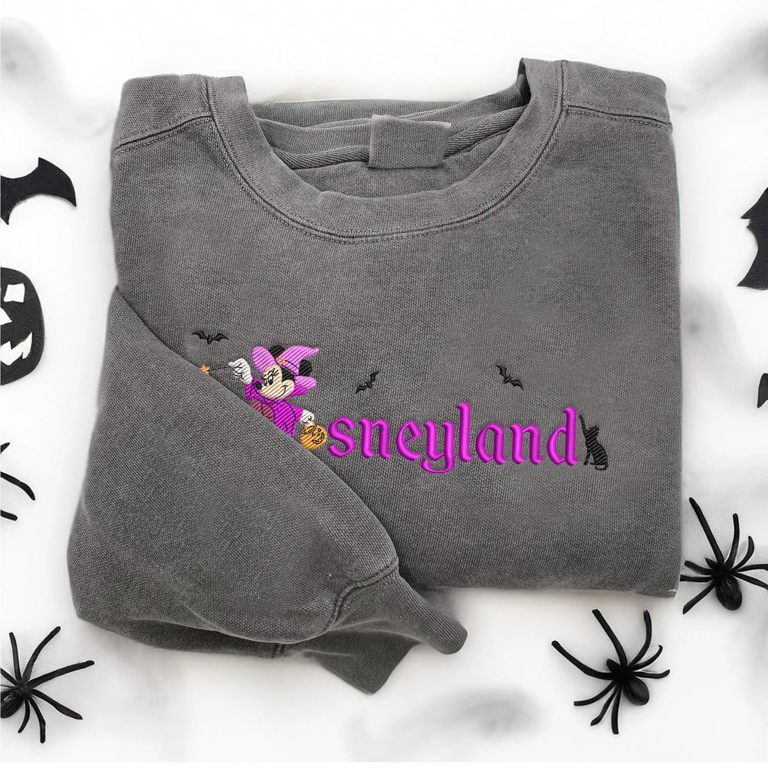 Mouse Magic Carry Pumpkin Halloween Embroidery Sweatshirt, Halloween Embroidery Sweatshirt HLW_M1351