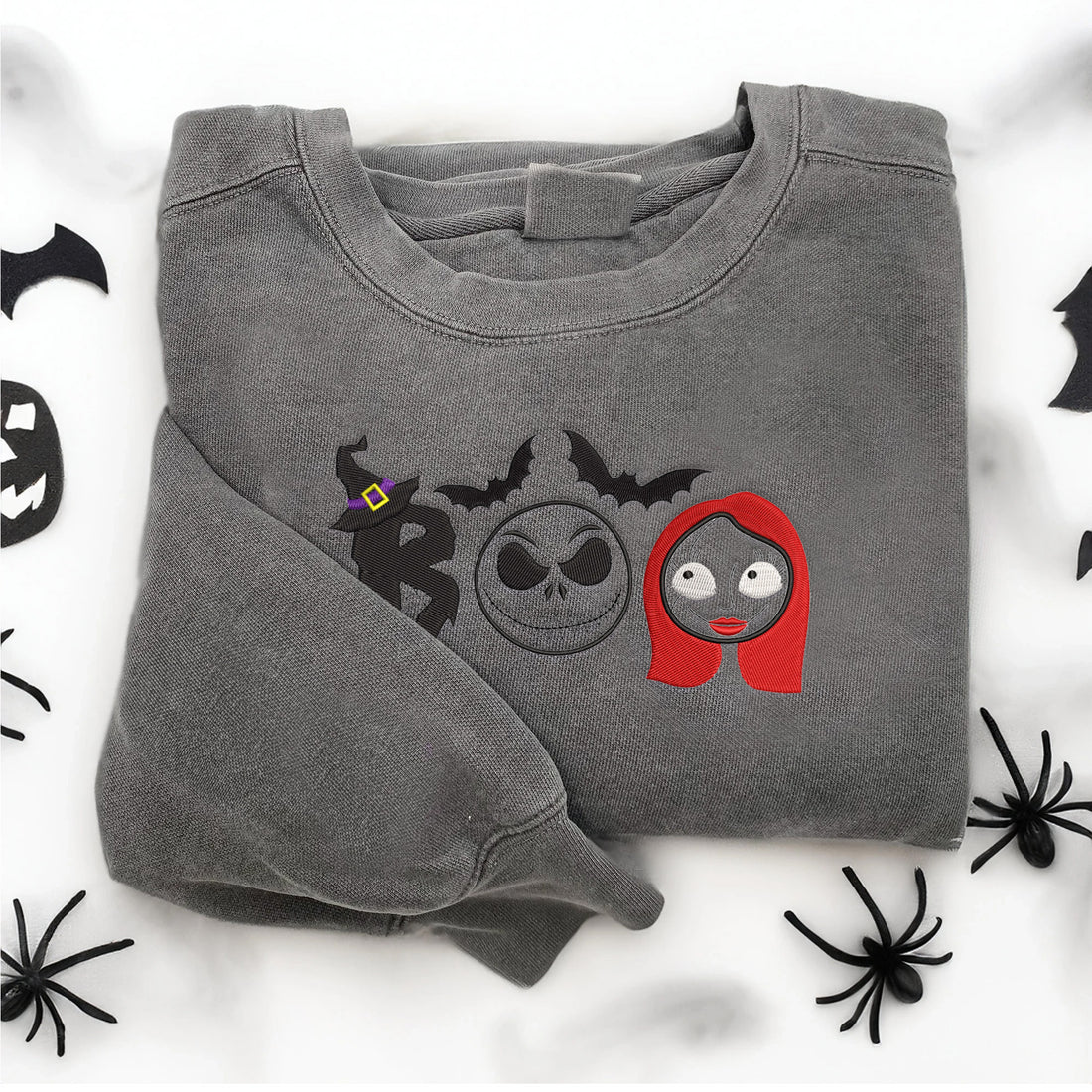 Boo Couple King and Queen Halloween Embroidery Sweatshirt, Halloween Embroidery Sweatshirt HLW_M1223