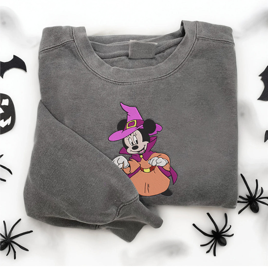 Girl Mouse Smile Halloween Embroidery Sweatshirt, Halloween Embroidery Sweatshirt HLW_M973