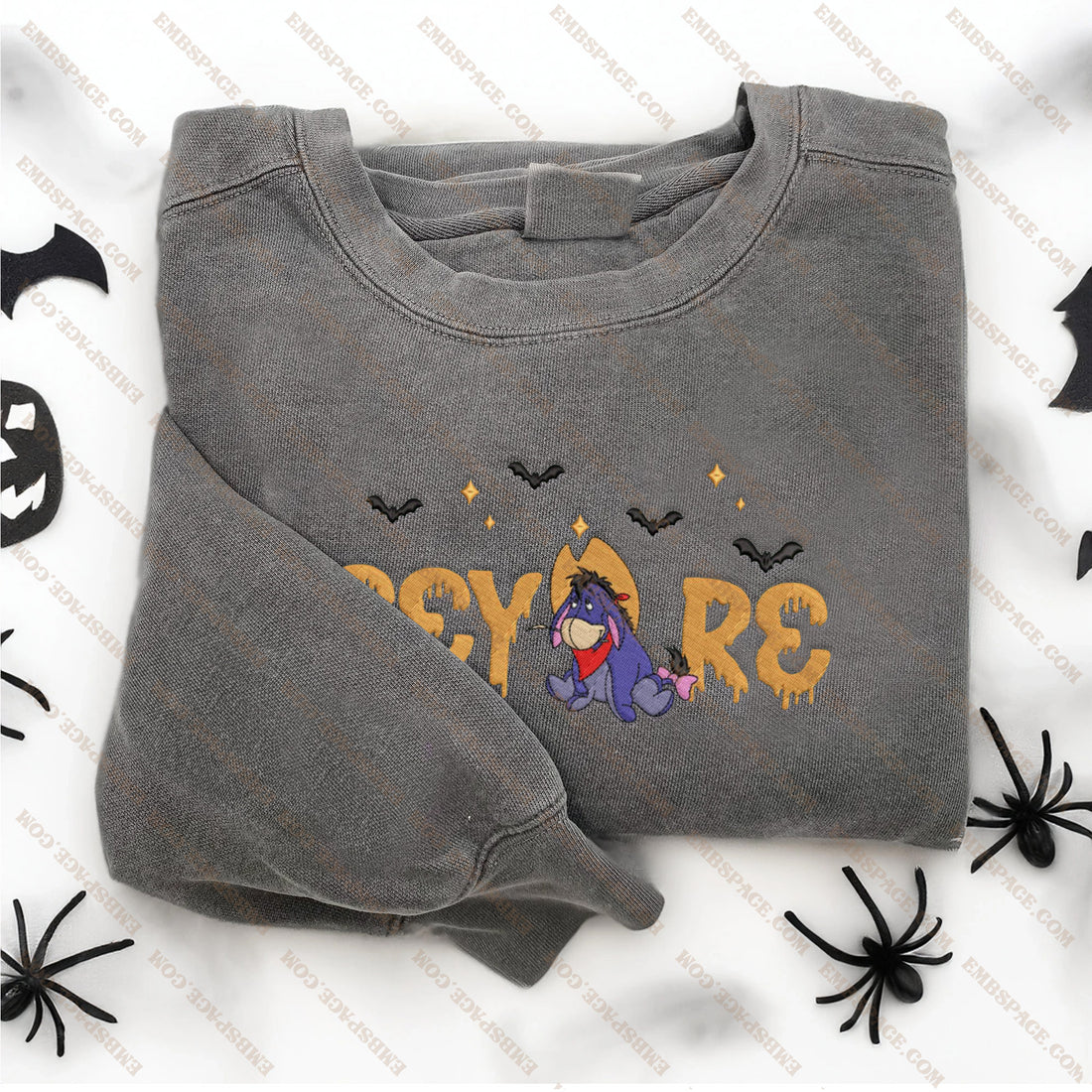 Cartoon Donkey Wearing A Hat Embroidered Sweatshirt, Halloween Embroidery Sweatshirt HLW_M1536