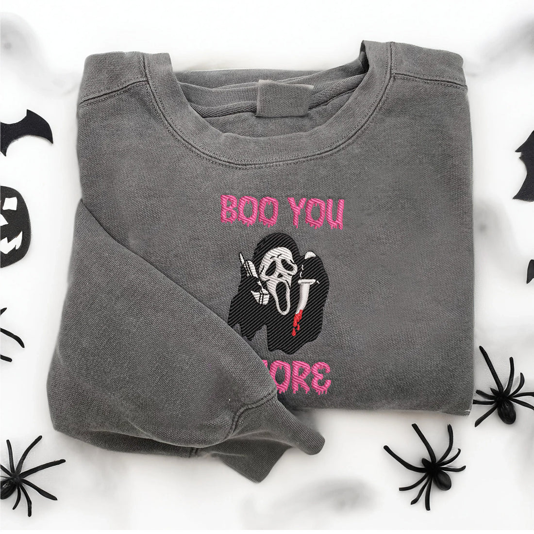 Boo You Whore Halloween Embroidery Sweatshirt, Halloween Embroidery Sweatshirt HLW_M1218