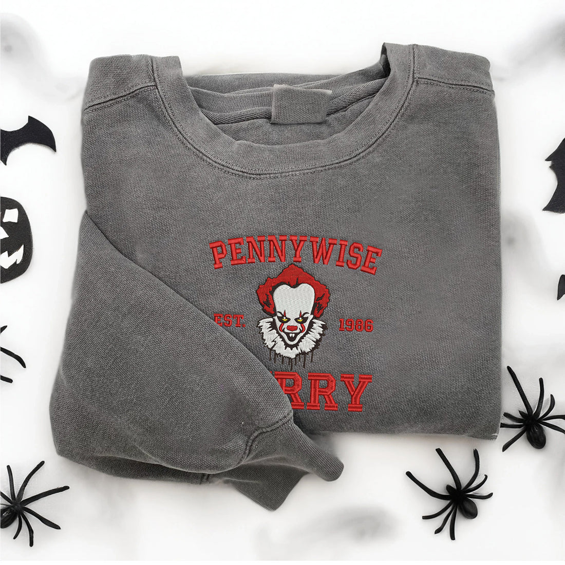 Clown Est 1986 Halloween Embroidery Sweatshirt, Halloween Embroidery Sweatshirt HLW_M1115