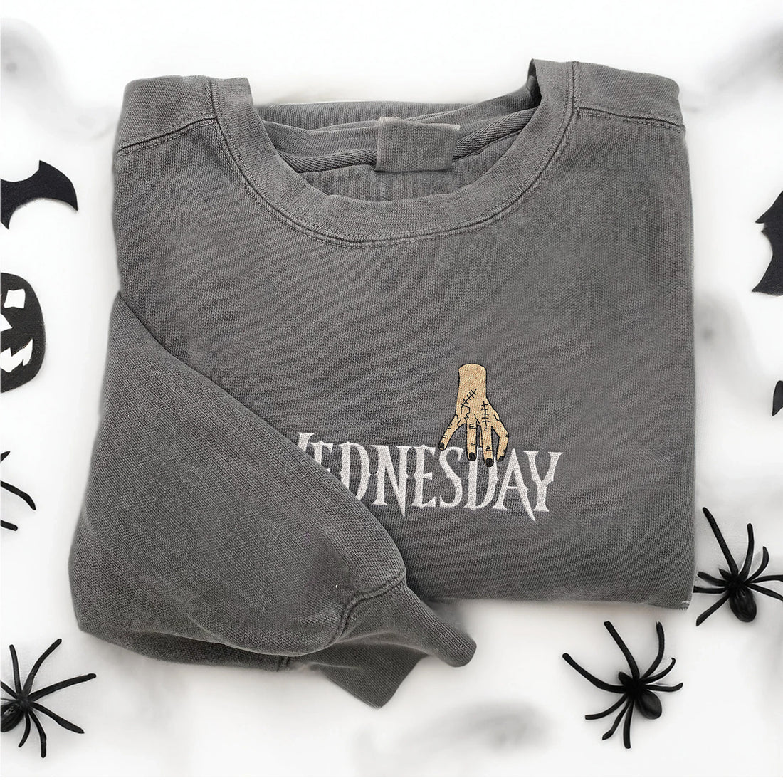 Horror Hand Wednesday Movie Embroidery Sweatshirt, Halloween Embroidery Sweatshirt HLW_M1106