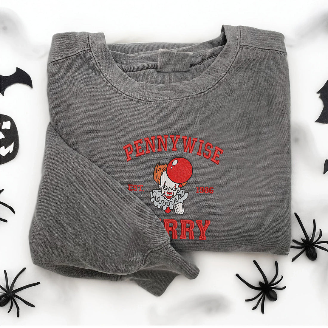 Clown with Balloon Est 1986 Halloween Embroidery Sweatshirt, Halloween Embroidery Sweatshirt HLW_M1114