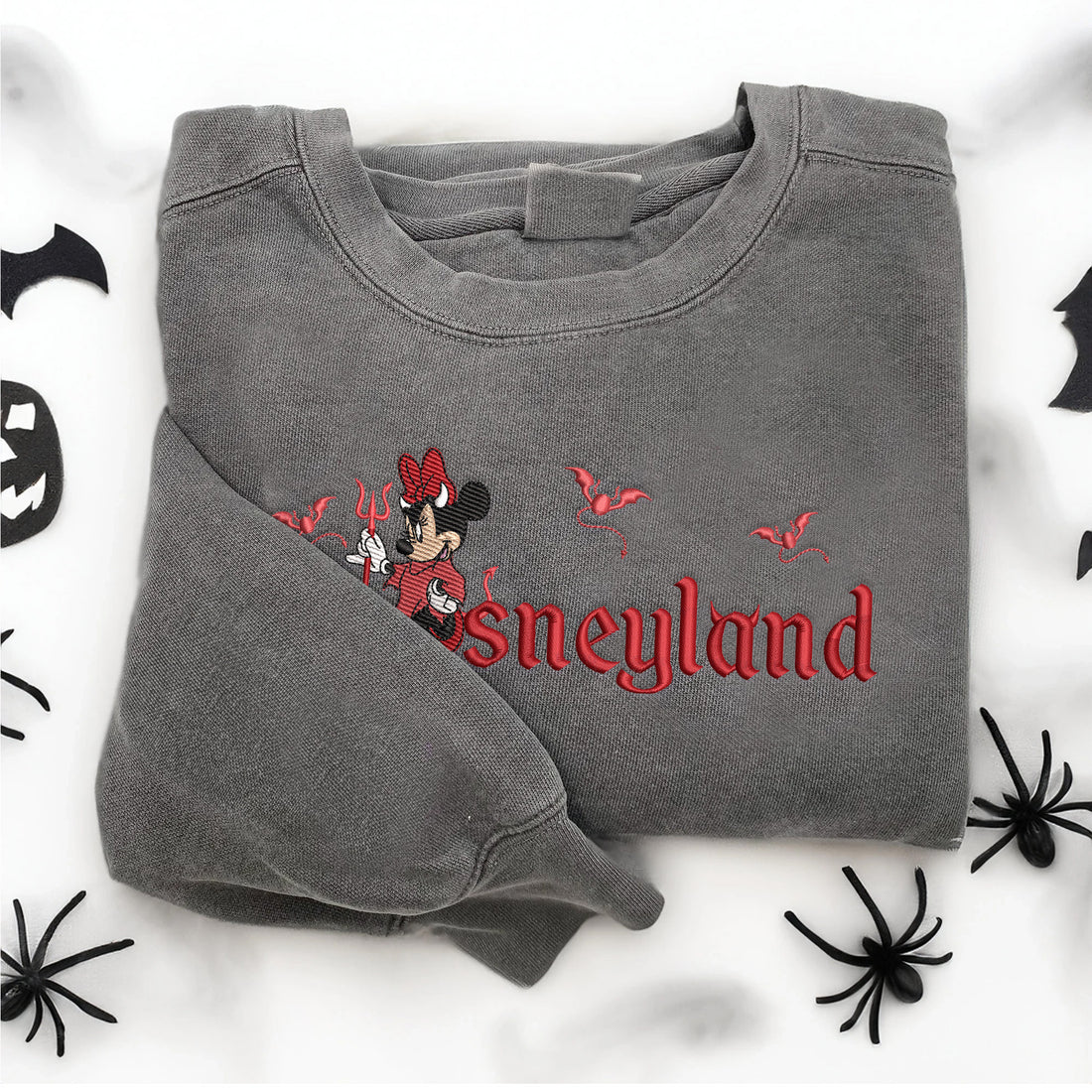 Girl Mouse Carry Trident Halloween Sweatshirt, Halloween Embroidery Sweatshirt HLW_M1356