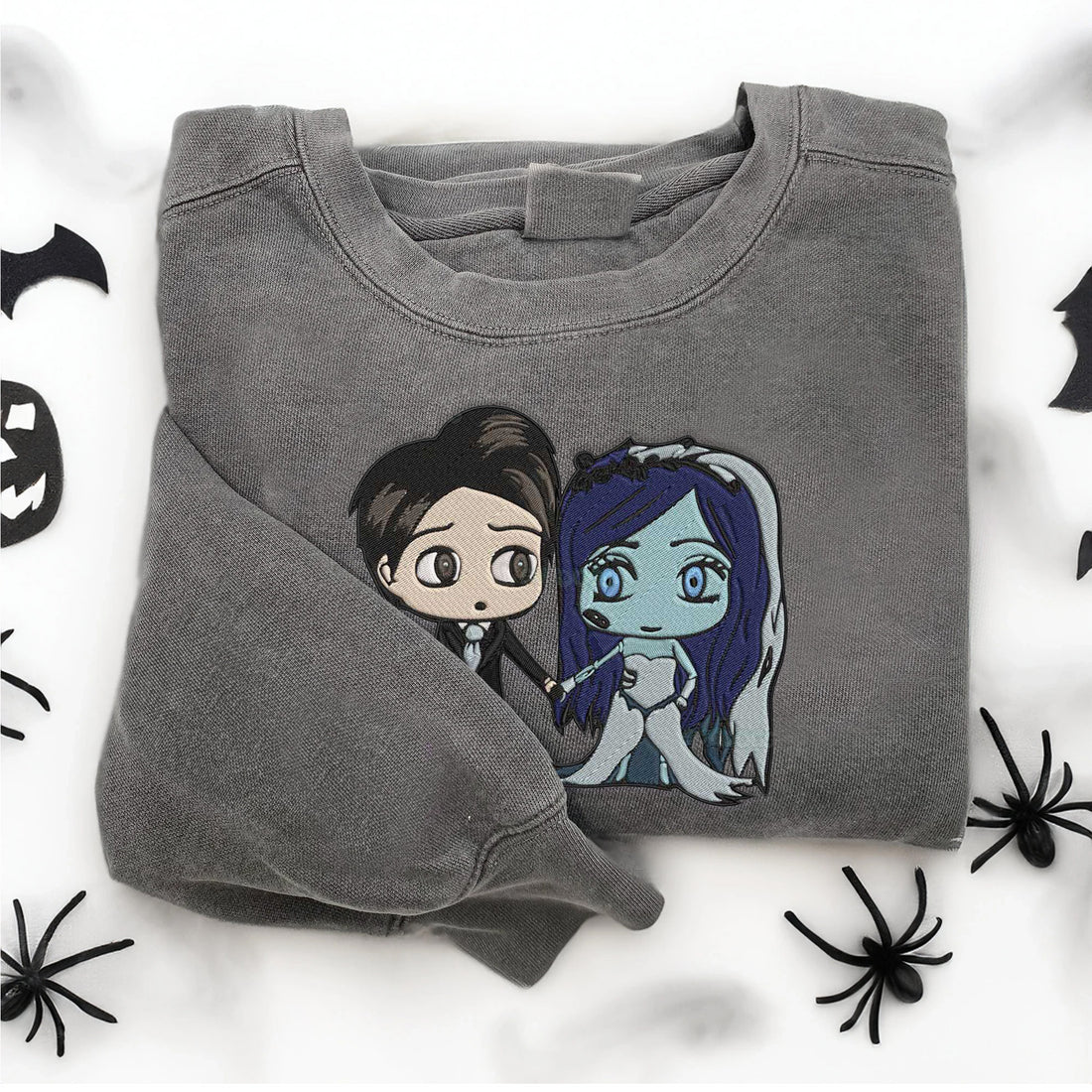 Ghost Bride and Groom Halloween Embroidery Sweatshirt, Halloween Embroidery Sweatshirt HLW_M1244