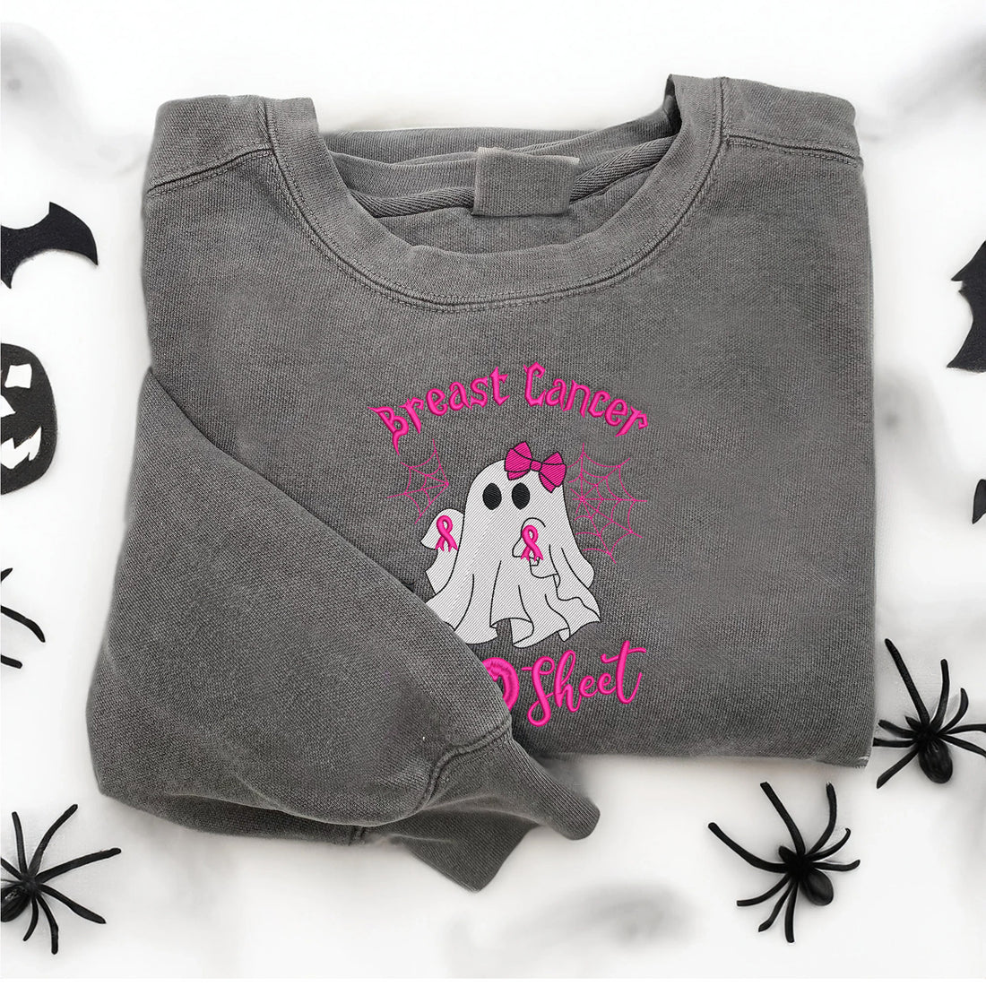 Breast Cancer Is Boo Sheet Halloween Embroidery Sweatshirt, Halloween Embroidery Sweatshirt HLW_M1224