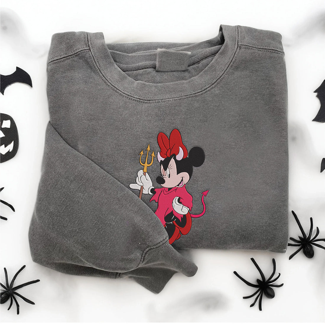 Mouse Hold Trident Halloween Embroidery Sweatshirt, Halloween Embroidery Sweatshirt HLW_M971