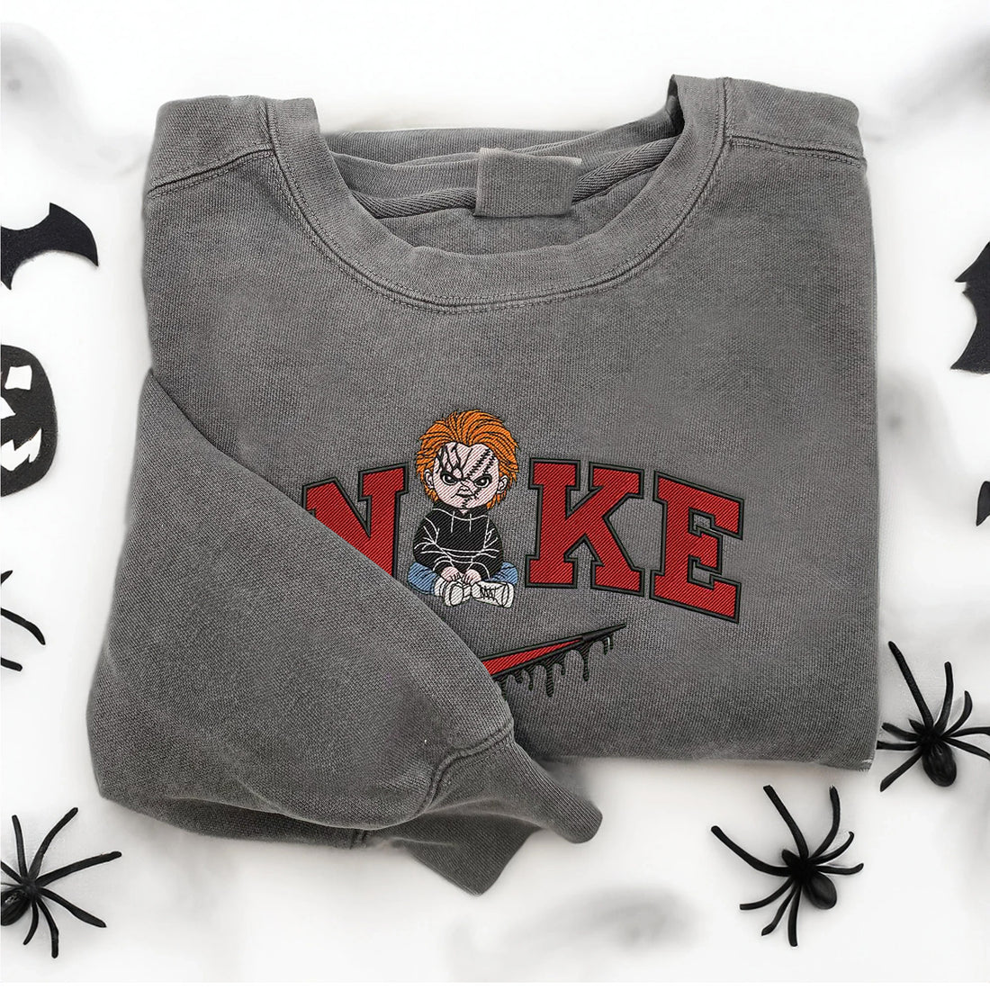 N Killer Doll Halloween Embroidery Sweatshirt, Halloween Embroidery Sweatshirt HLW_M1100