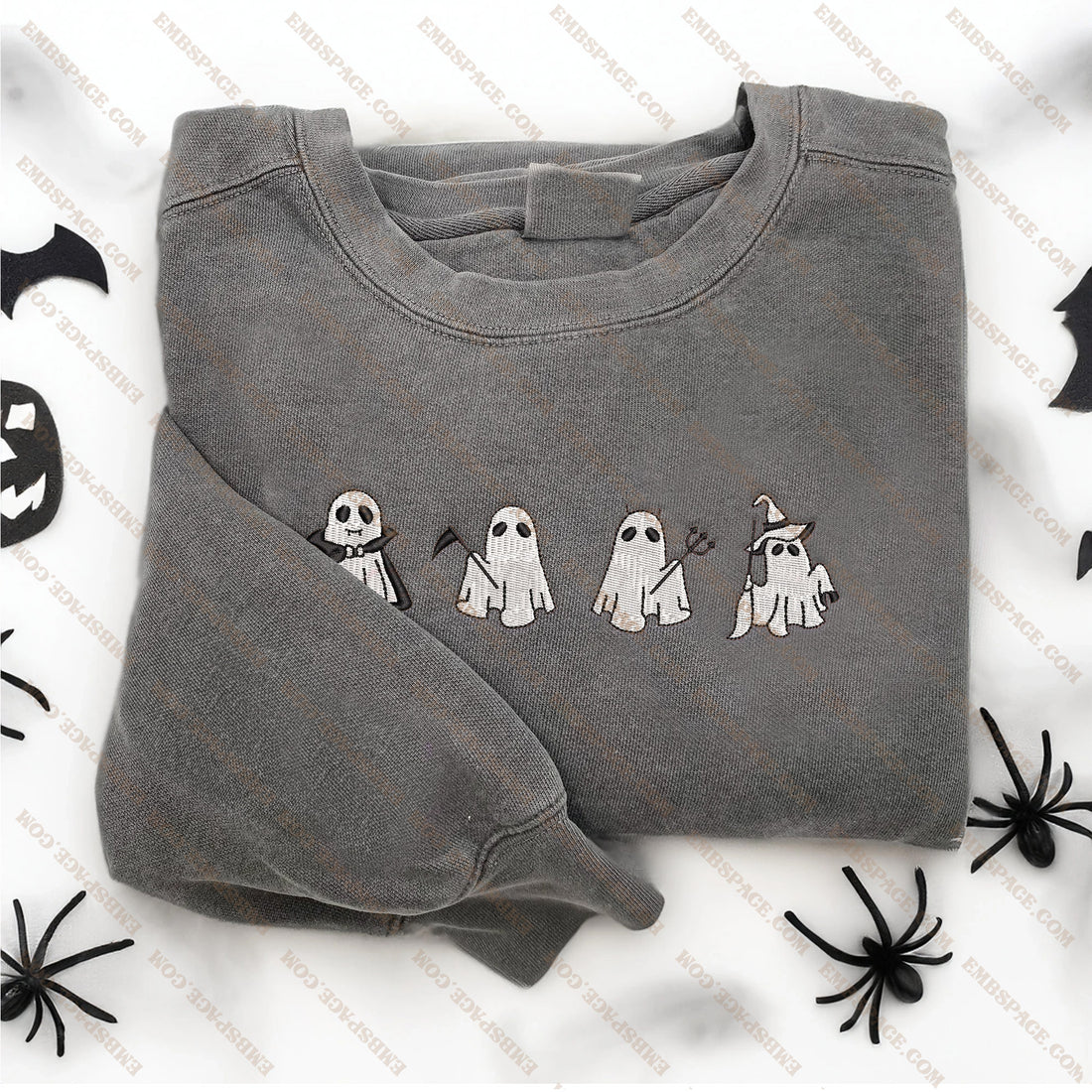 Halloween Cute Witch Ghost Embroidery Sweatshirt, Halloween Embroidery Sweatshirt HLW_M1561
