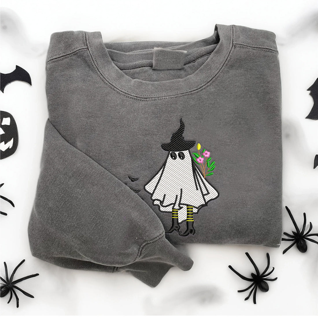 Ghost Dog Halloween Embroidery Sweatshirt, Halloween Embroidery Sweatshirt HLW_M1233