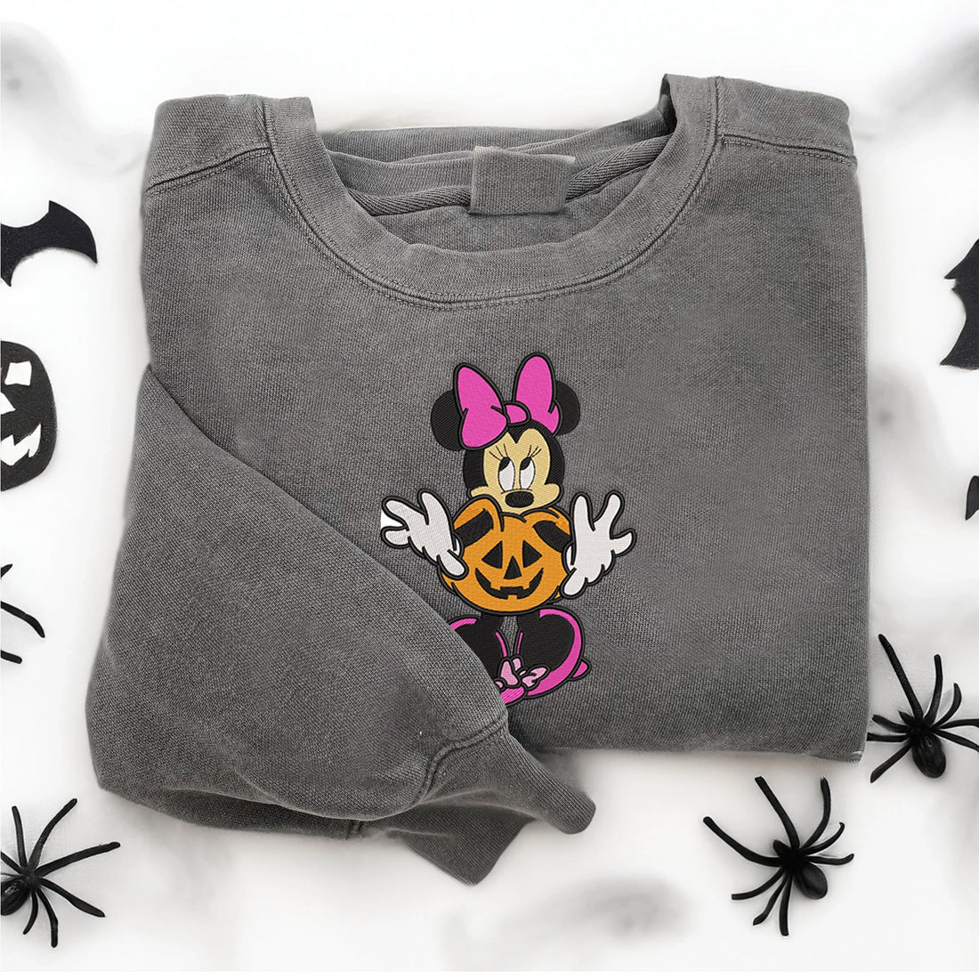 Cartoon Girl Mouse Pumpkin Character Halloween Embroidery Sweatshirt, Halloween Embroidery Sweatshirt HLW_M1483