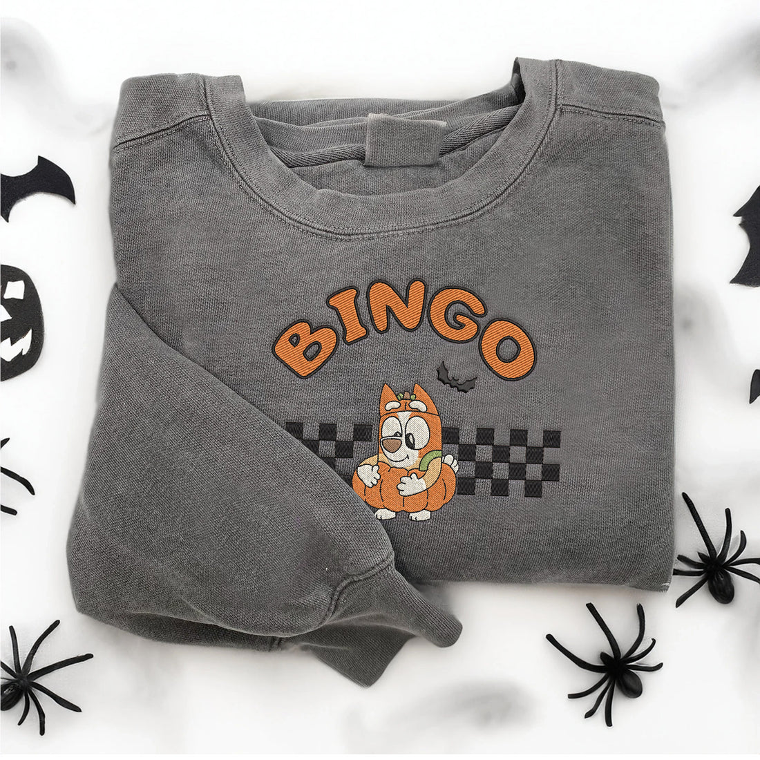 Blue Dog In Pumpkin Halloween Embroidery Sweatshirt, Halloween Embroidery Sweatshirt HLW_M1256