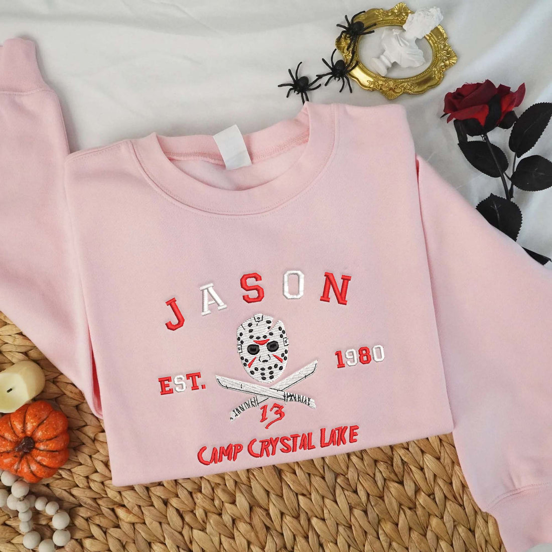 Horror Character Est 1980 Halloween Sweatshirt, Halloween Embroidery Sweatshirt HLW_M946