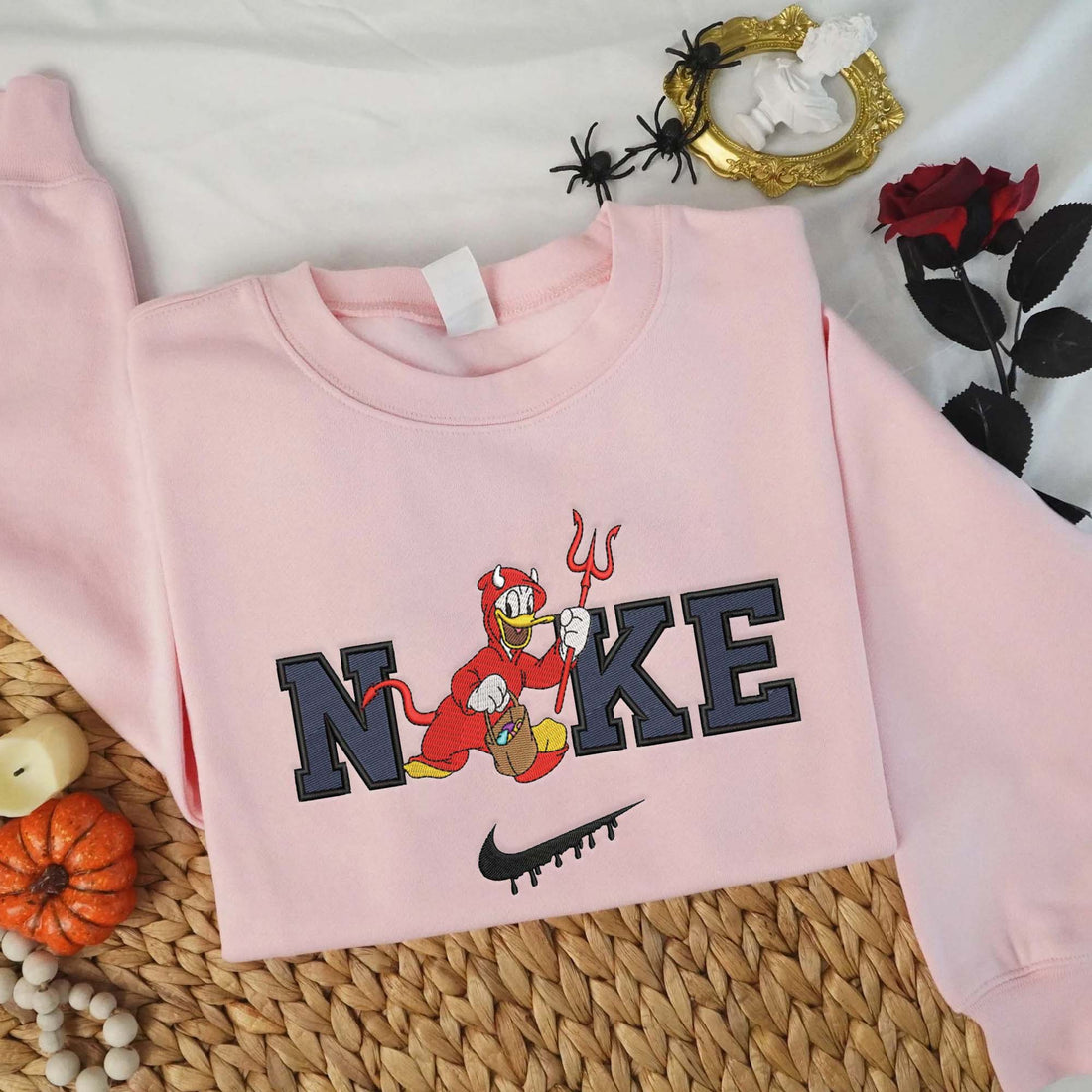 N Duck Halloween Embroidery Sweatshirt, Halloween Embroidery Sweatshirt HLW_M697