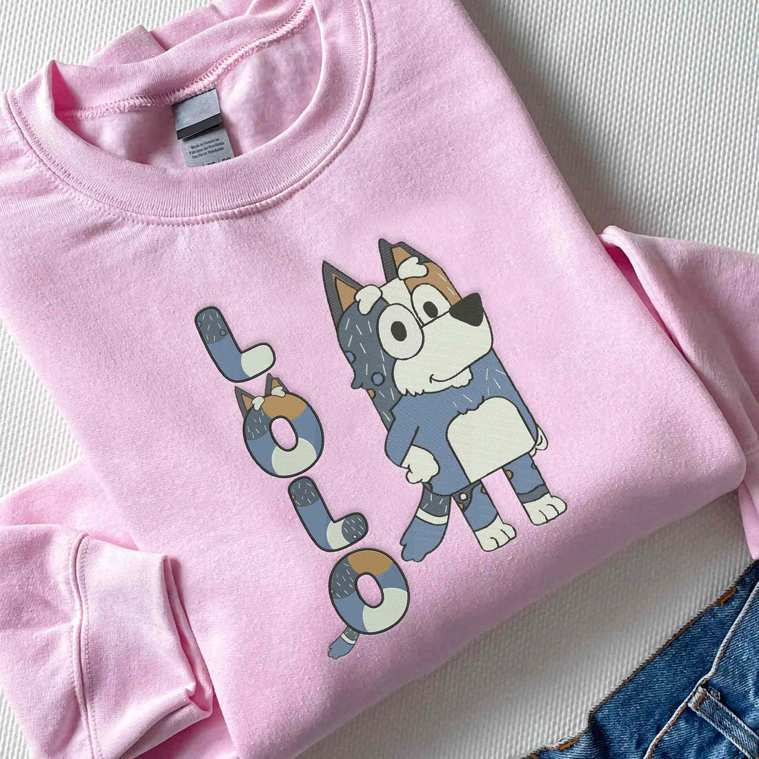 Blue Dog Grandpa Embroidery Sweatshirt, Custom Kids Name on Sleeve Sweatshirt B_M70