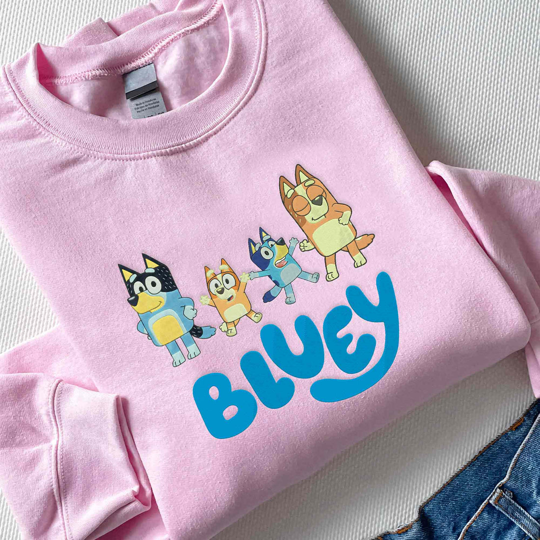 Cute Family Blue Dog Sweatshirt, Family Blue Dog Embroidery  Sweatshirt B_M74