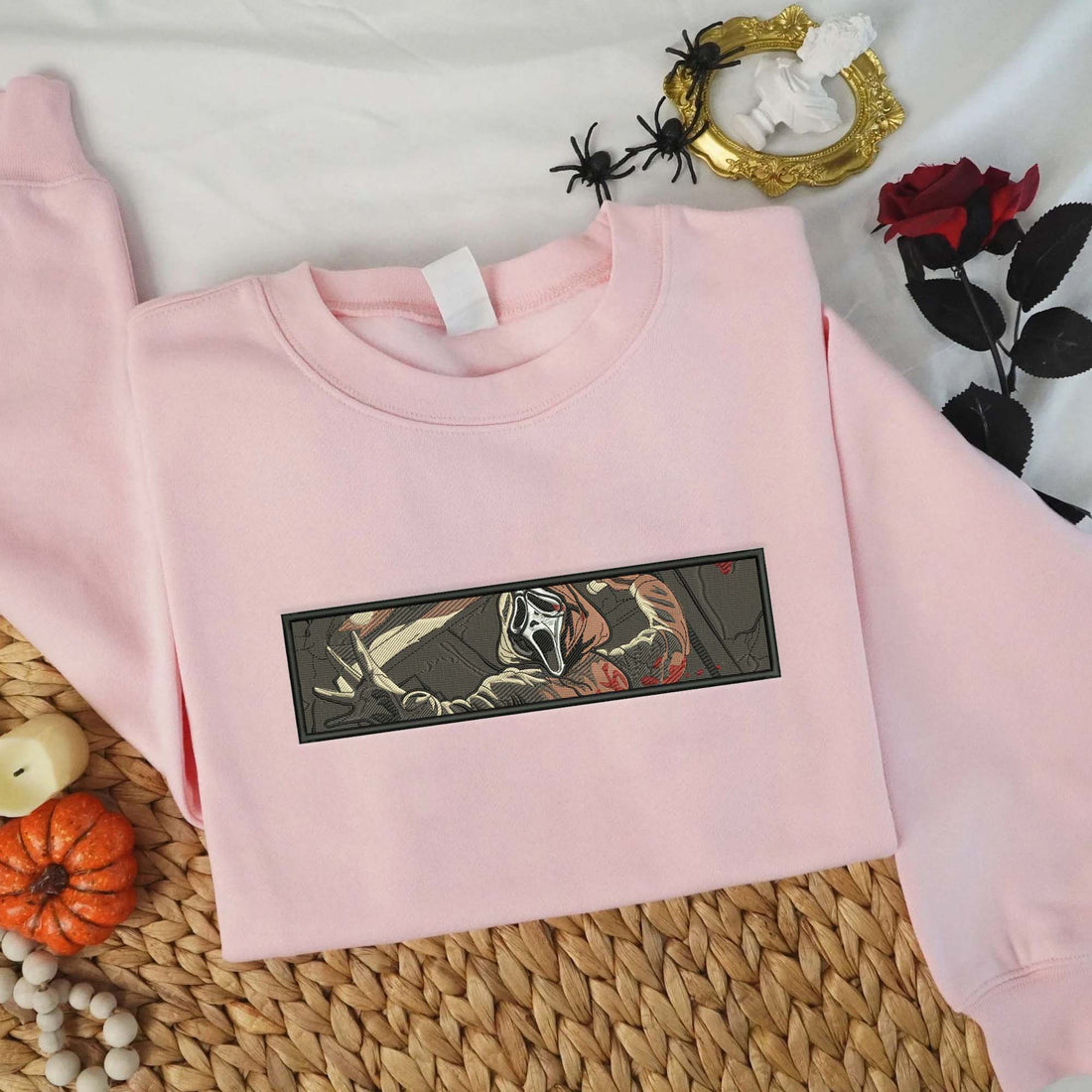 Ghost With Knife Child Killer Sweatshirt, Halloween Embroidery Sweatshirt HLW_M1197