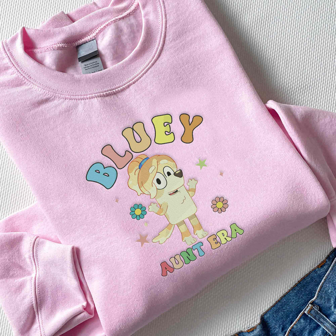 Blue Dog Aunt Embroidery  Sweatshirt, Custom Kids Names Sweatshirt B_M59