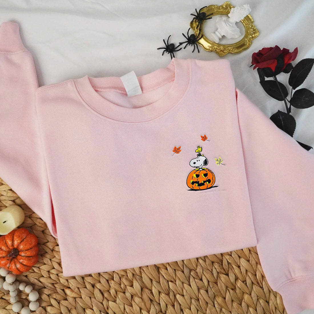 Halloween Cartoon Dog Pumpkin Embroidery Sweatshirt, Halloween Embroidery Sweatshirt HLW_M241
