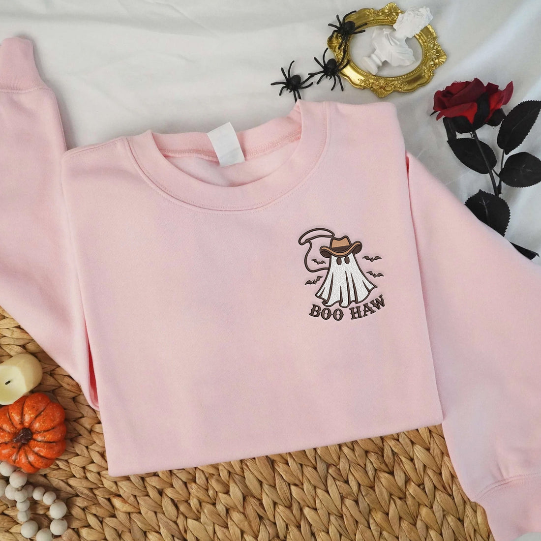 Boo Haw Embroidery Sweatshirt, Halloween Embroidery Sweatshirt HLW_M112