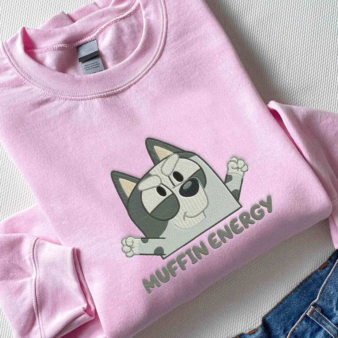 Blue Dog Embroidery Sweatshirt, Cartoon Embroidery Sweatshirt B_M38