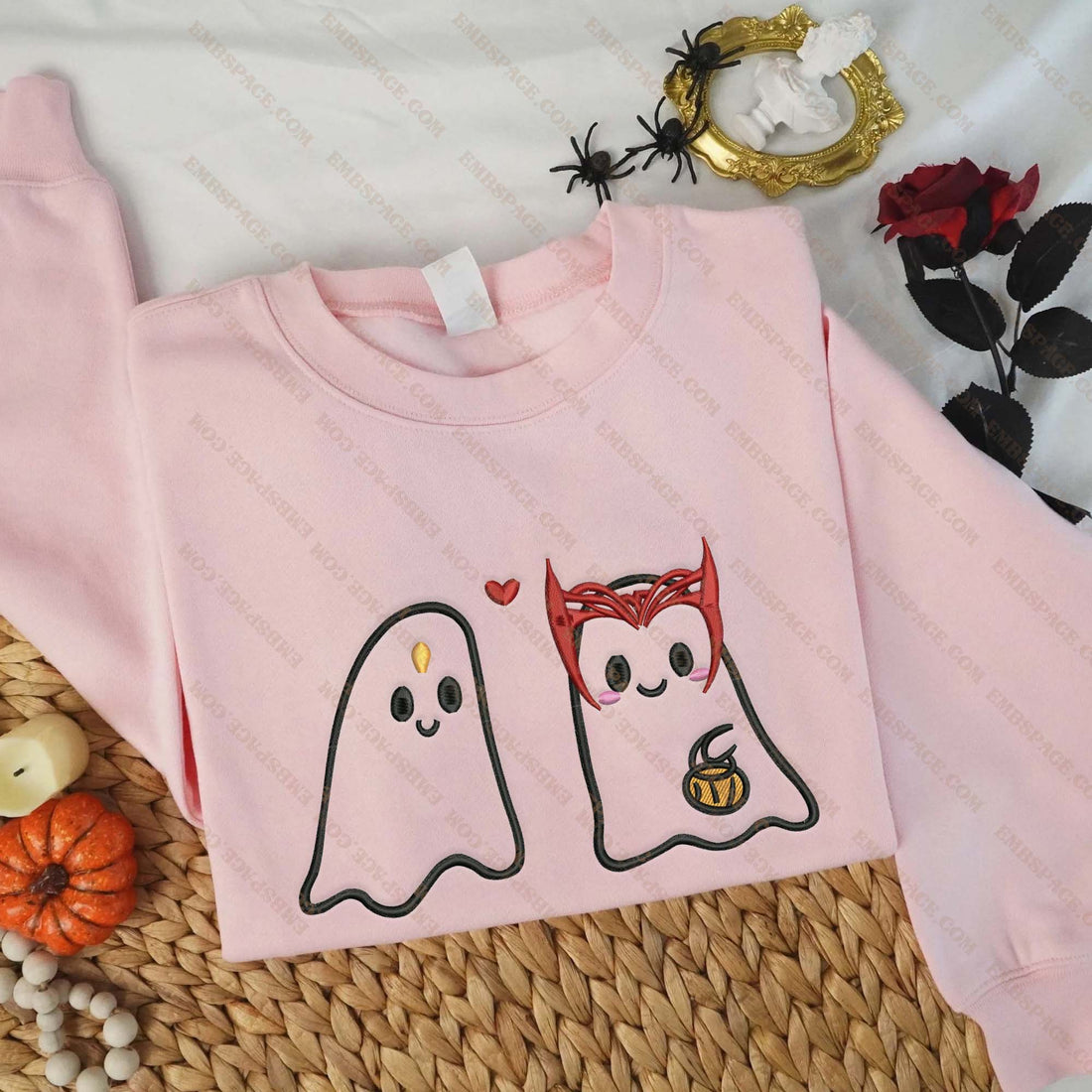 Cute Ghosts Owl Embroidery Sweatshirt, Halloween Embroidery Sweatshirt HLW_M1605
