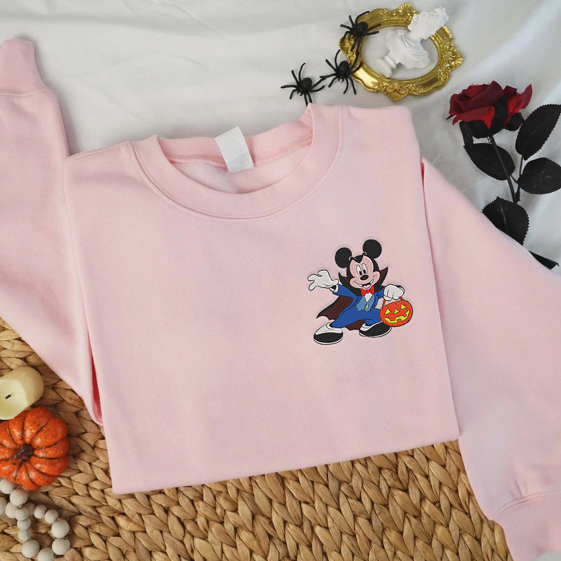 Mouse Vampire Embroidery Sweatshirt, Halloween Embroidery Sweatshirt HLW_M132