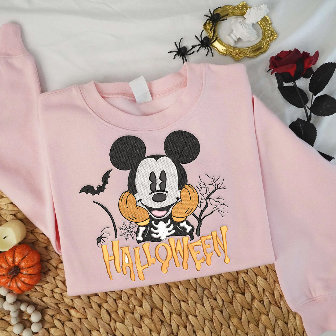 Cute Mouse Embroidery Sweatshirt, Halloween Embroidery Sweatshirt HLW_M124
