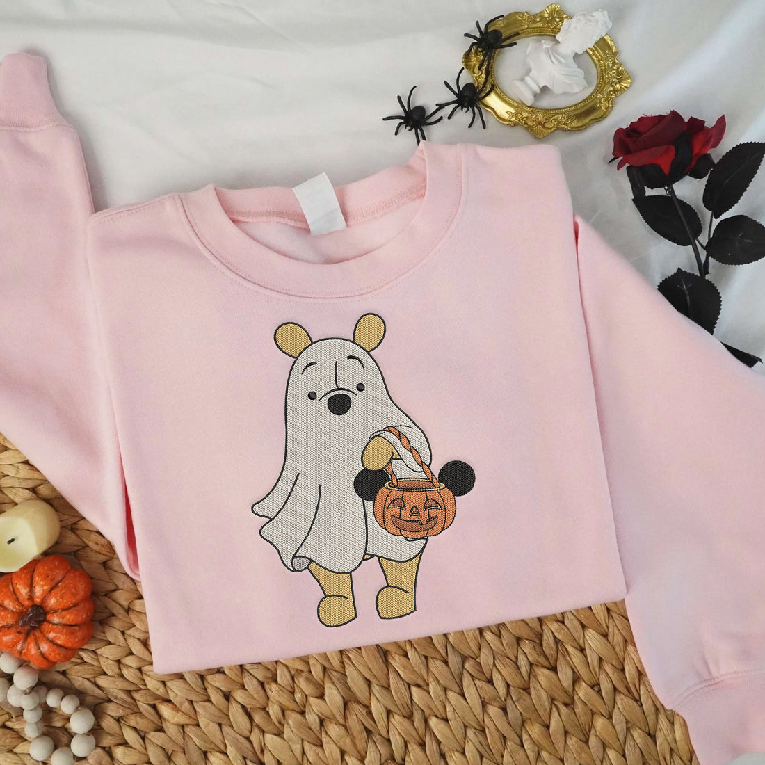 Bear Ghost Halloween Embroidery Sweatshirt, Halloween Embroidery Sweatshirt HLW_M122