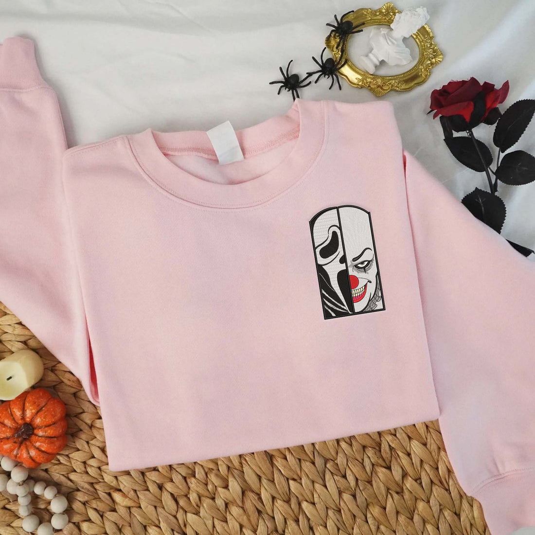 Dancing Clown Horror Killer Embroidery Sweatshirt, Halloween Embroidery Sweatshirt HLW_M205