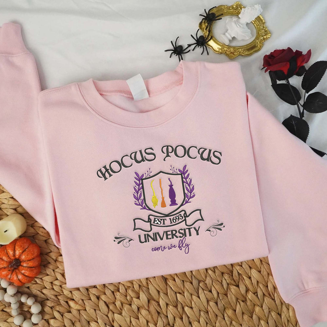 Sanderson Sisters University Halloween Sweatshirt, Halloween Embroidery Sweatshirt HLW_M48