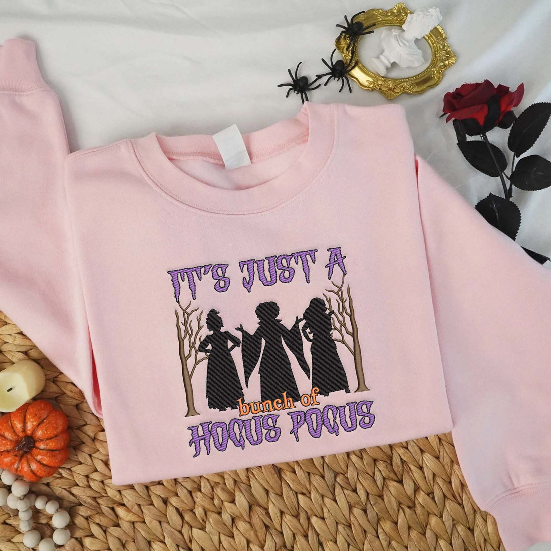 It's Just A Bunch Of Witch Sisters Sweatshirt, Halloween Embroidery Sweatshirt HLW_M144