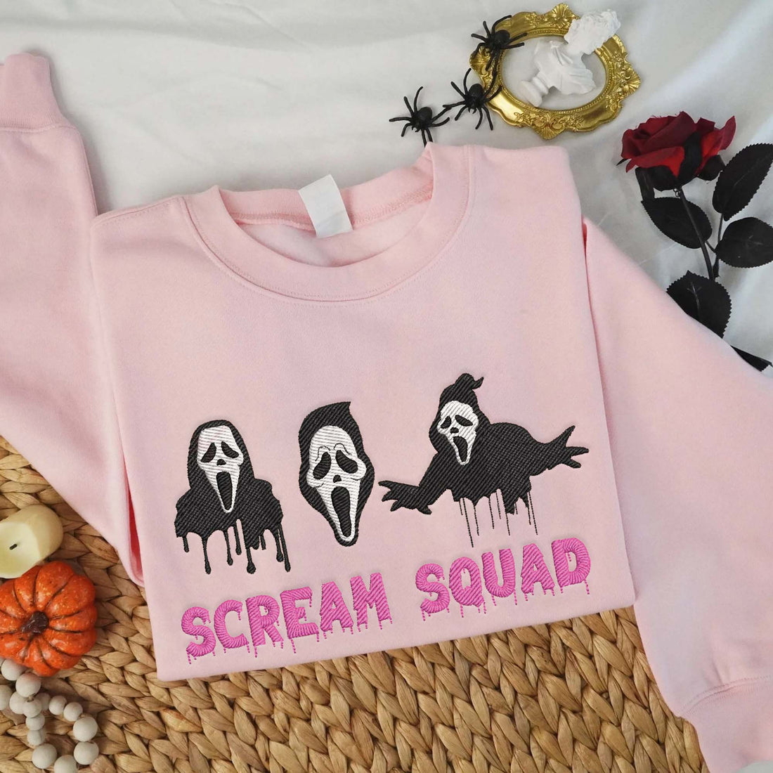 Horror Squad Halloween Embroidery Sweatshirt, Halloween Embroidery Sweatshirt HLW_M939
